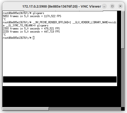 glxgears en docker y VNC