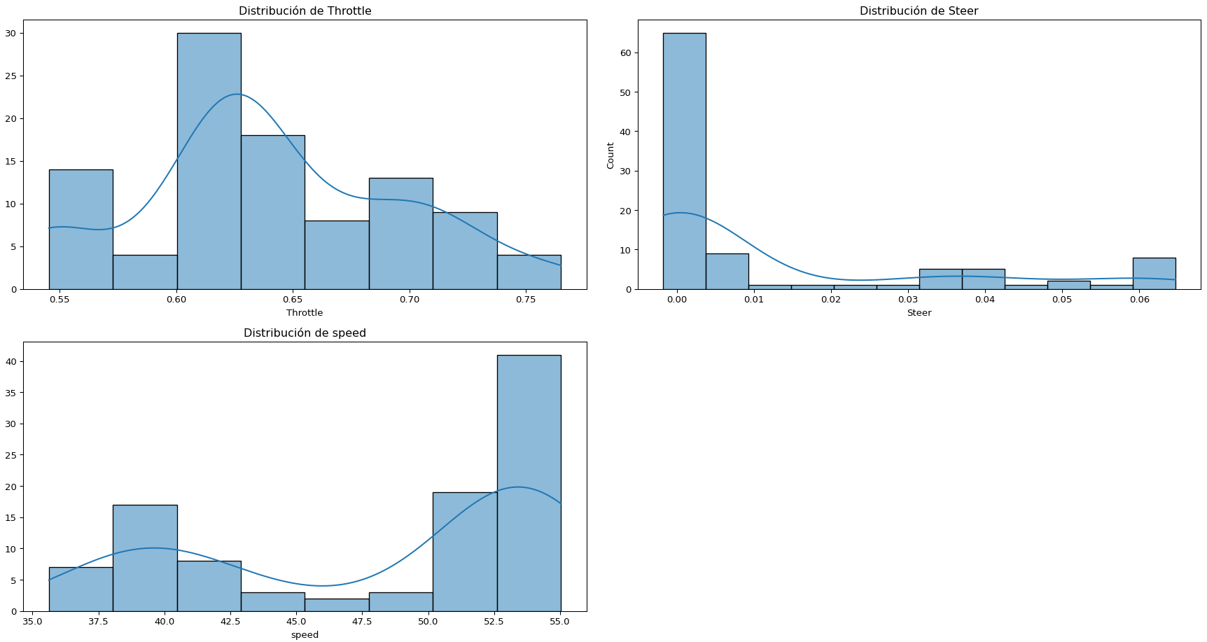 Histogram analysis of throttle, steer and speed classes across 100-image dataset