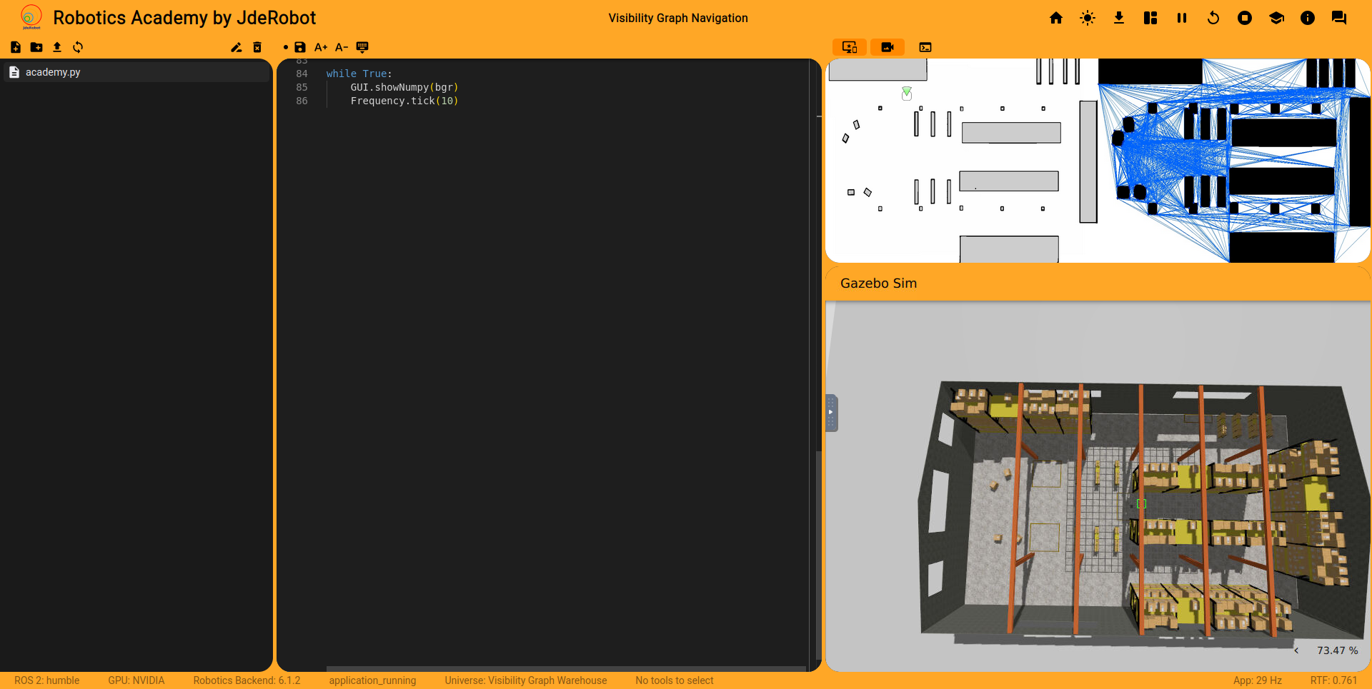 Grafo de visibilidad en RoboticsAcademy